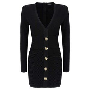 Balmain Deep V-Neck Bodycon Dress - NWT